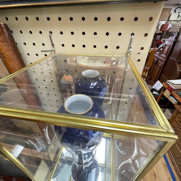 Vintage Thailand Brass Glass Curio Cabinet - Picture 4 of 4